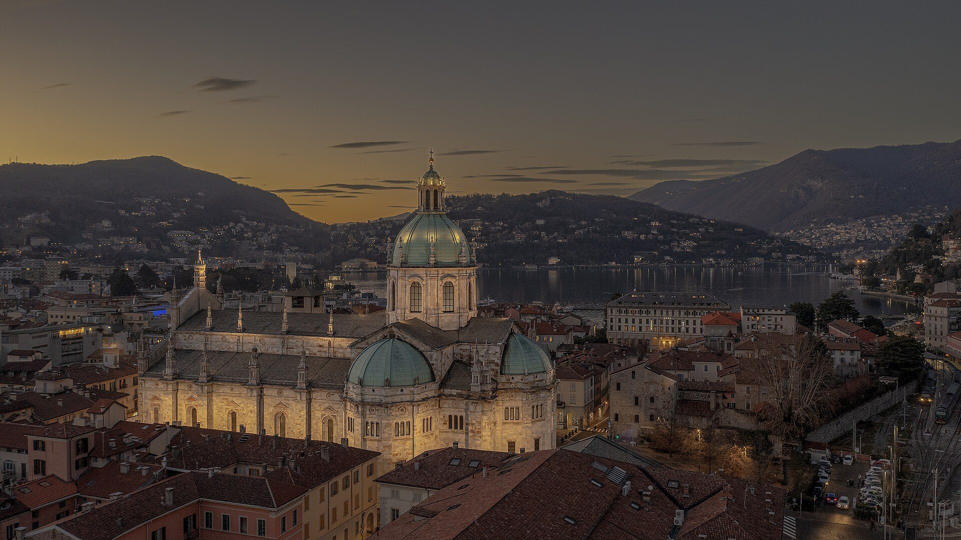 Como Cathedral (Duomo di Como) — the marble facade in the old town of Como, Lake Como
