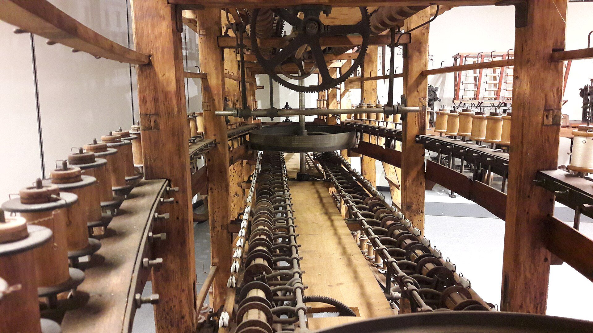 Historic silk-twisting machinery at the Silk Museum in Como, Lake Como