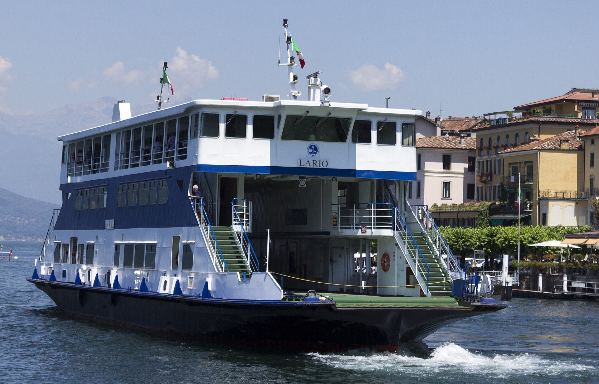 A passenger ferry (battello) on Lake Como near Bellagio