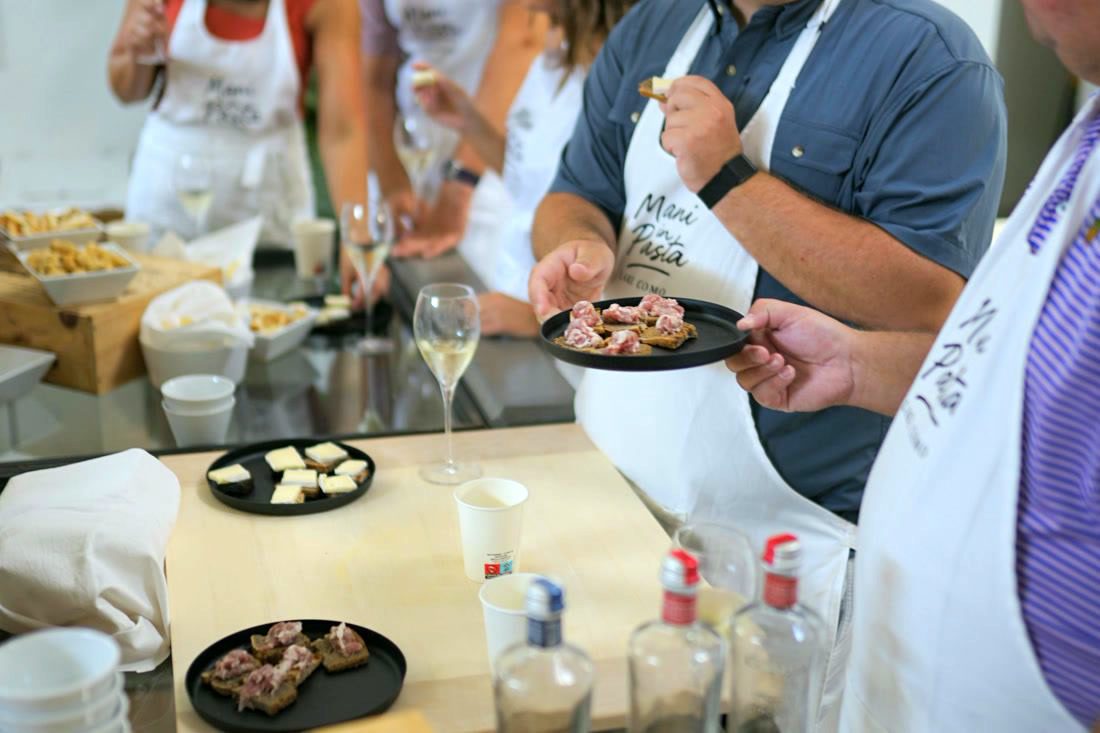 The aperitivo with charcuterie during class