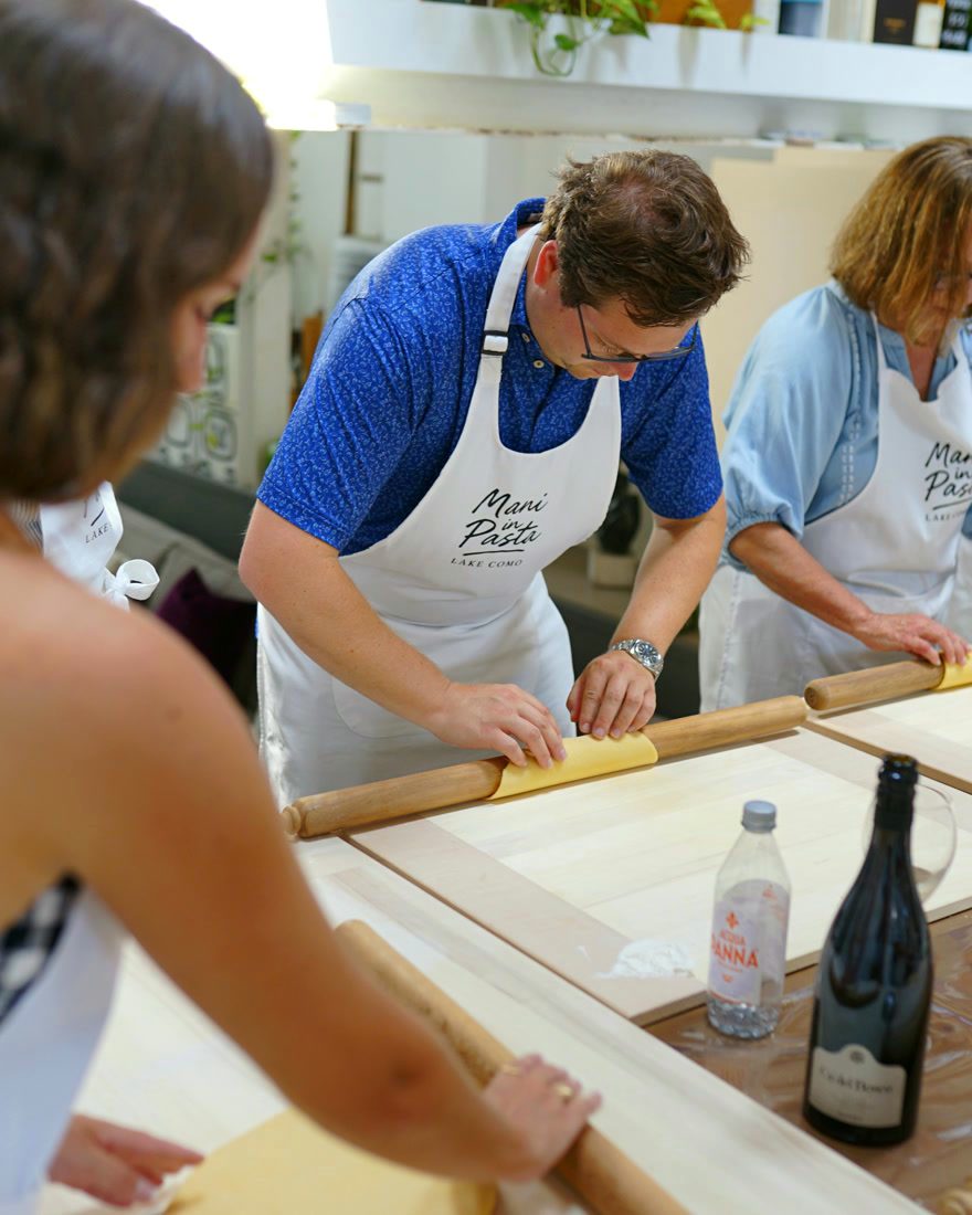Rolling the sfoglia side by side
