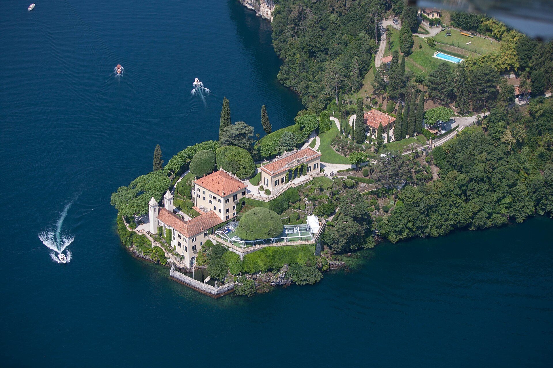 Villa del Balbianello and its terraced gardens on Lake Como
